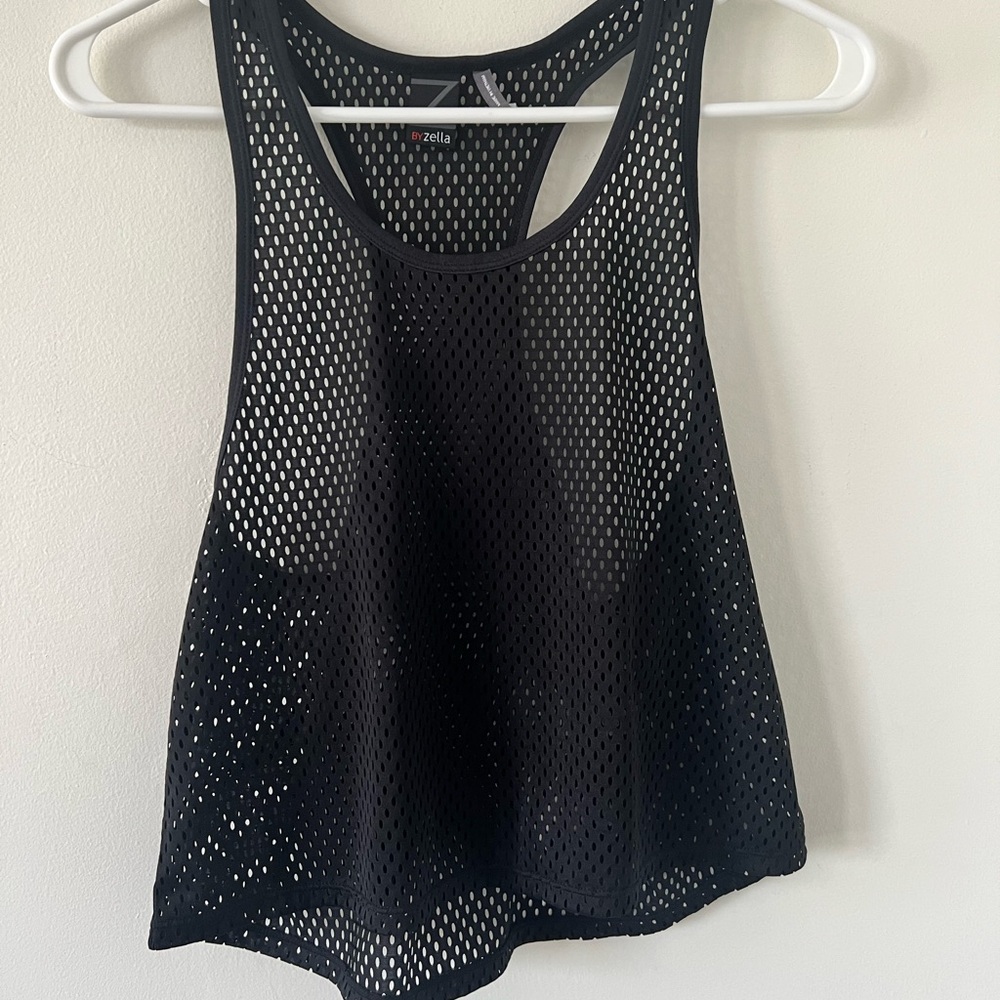 Zella Black Mesh Crop Tank Top